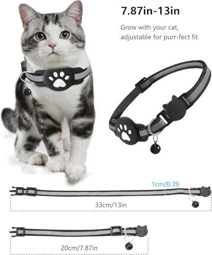 GPS Tracker Katze, Mini Tracker Ohne ABO für Katze (nur Android), Tracking Standort von Haustieren, Reflektierendes Katze Tracker Halsbänder, Arbeite mit Google Find My Device,White