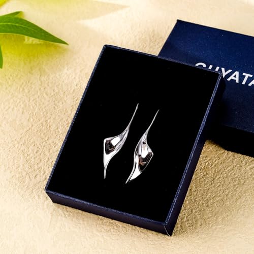 14K Gold Hoop Earrings for Women, Hypoallergenic Spiral Threader Gold Plated Dangle Earrings Fashion Jewelry,Gift for Women 5