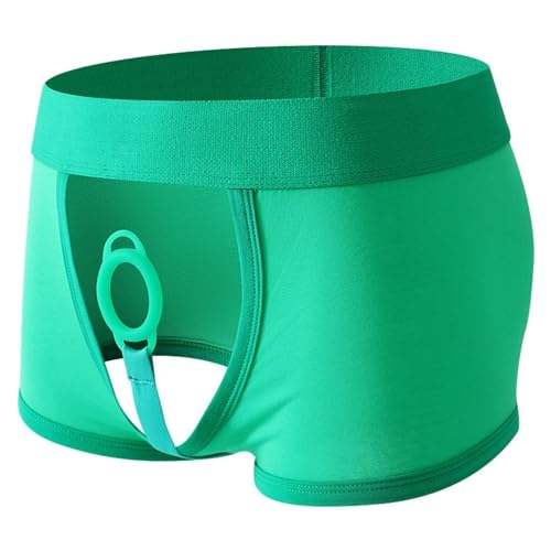 Boxer para hombre de algodón, bragas ligeras a la moda, bragas elásticas, elásticas, de color liso, transpirables, pantalones cortos de boxeo, cómodos, verde, L
