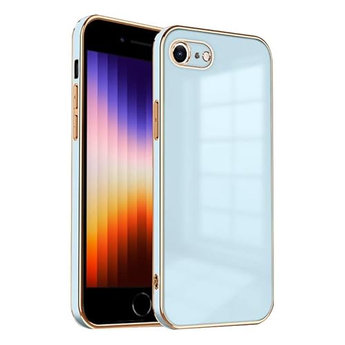 ZNX\ZENIX iPhoneSE 第3世代 ケース iPhoneSE 第2世代 ケース iPhone SE3 SE2 8 7 TPU おしゃれ バンパー型 ケース ストラップホール かわいい くすみカラー ゴールド 大人 ZX-milky2 (iPhone SE(2/3世代)/8/7, スカイブルー)