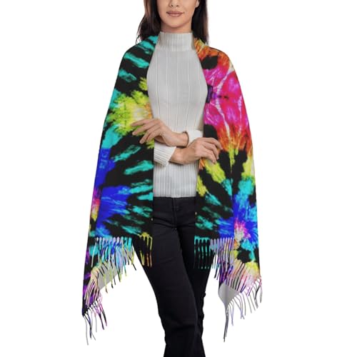 Tie Dye 77.6"*28.3" Print Fringed Scarf Shawl For Women Lightweight Scarf Fall Winter Thick Scarf2