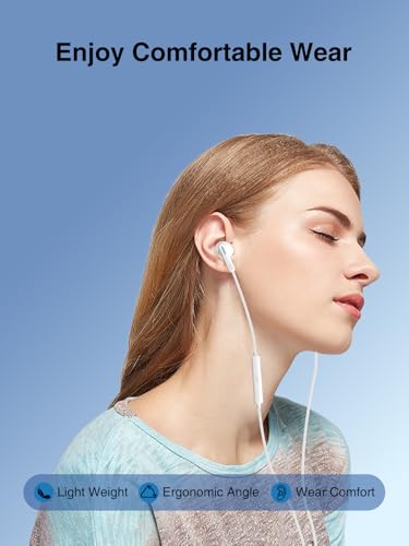 3.5mm Jack Headphones Wired for Samsung Galaxy A15/A14/A32, in-Ear Earphones Wired with Mic Noise Isolation, Corded Ear Buds for 3.5mm Jack for Phones, Laptops, Tablets, MP3/MP4