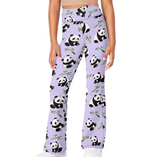 Image of Girls Leggings Floral Print High-Waisted Flared Pants 5-14 Years