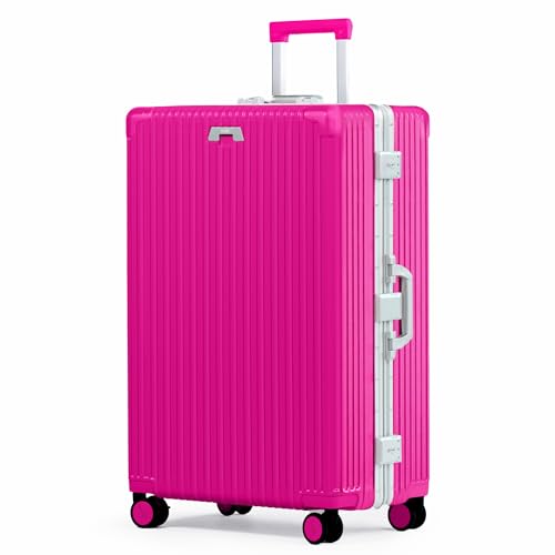 Image of Nobl Travel Large Luggage, Noble Zipperless Aluminum Frame PC Hard Shell Checked Suitcase, 30.25 inchx20 inchx12 inch, Big Check-in Bag with 360 Spinner Wheels, TSA Locks, Interior Compression - Hot Pink
