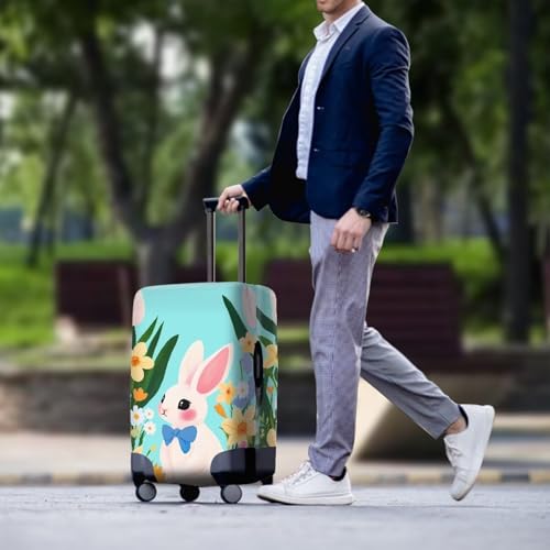 Travel Luggage Cover, Cute Rabbit Print Washable Elasticity Baggage Covers Suitcase Cover Protector for Luggage 22-24 Inch (M)3
