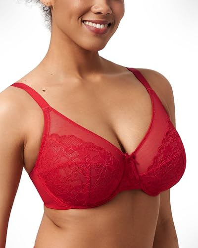 Image of HSIA Minimizer Bras for Women Enchante Full Coverage Underwire Bras Plus Size Lifting Floral Lace Bra for Heavy Breast