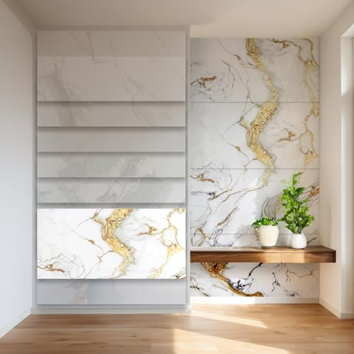 HEXIM losas de mármol óptica set de 4 122×70cm SPC plástico interior y exterior aspecto piedra granito - protector de ducha cocina panel de pared (3,42 m² 80114) Serie B