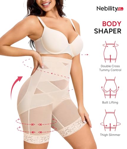Nebility Tummy Control Shapewear Shorts High Waisted Body Shaper Butt Lifting Panties Thigh Slimmer Girdle2