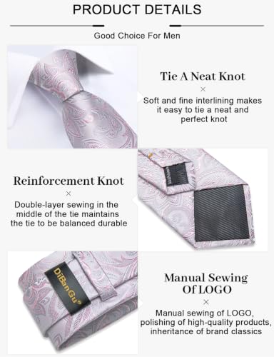 Image of DiBanGu Silk Floral Ties for Men Woven Paisley Necktie