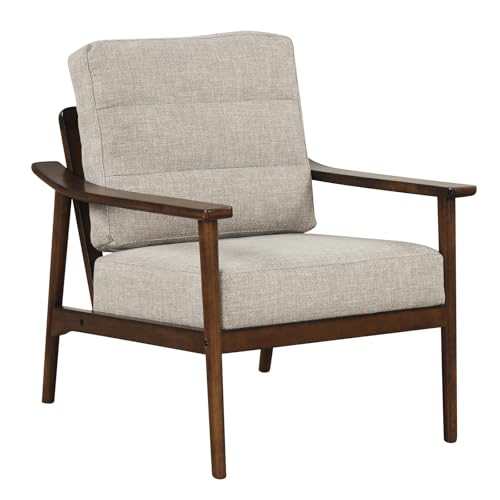 Image of Giantex Mid Century Modern Accent Chair, Max Load 440 LBS Upholstered Living Room Chair with Rubber Wood Armrests & Legs, Removable Back Cushion, Comfy Reading Arm Chair for Living Room, Bedroom