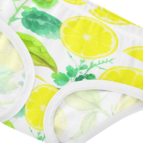 Yellow Watercolor Lemons Girl Panties Cute Girls Underwear Toddlers Cotton Animal Briefs Girls Undies 2t4
