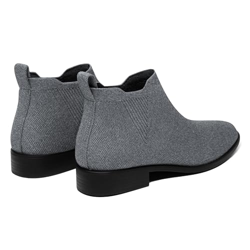 Sock Ankle Boots for Women Chelsea Square Toe Chunky Low Heel Booties Comfortable Slip on Short Boots4