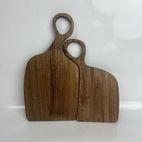Tabla de Cortar de Madera de Nogal para Pareja, Tabla de Madera Sólida para Cortar Carne, Pan y Frutas, con Asas, para Uso en Cocina (Nogal Negro) miniatura 1