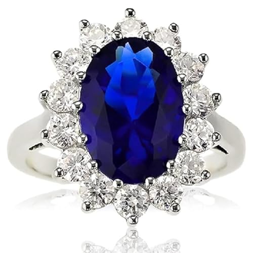 Imagen de Plata de Ley Oval azul zafiro y CZ