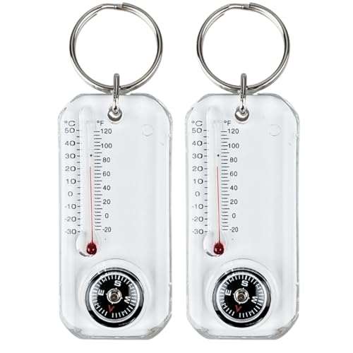 Termómetro y Brújula Compacta ToolUSA | Herramienta con Anilla de 2.5" x 1" | Navegación y Medición Precisa de Temperatura | Rango -30°C a 120°F