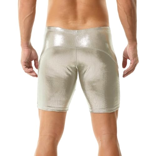 YUFEIDA Mens Metallic Shiny Shorts Muscle Fit Workout Lounge Boxer Shorts Trunks4