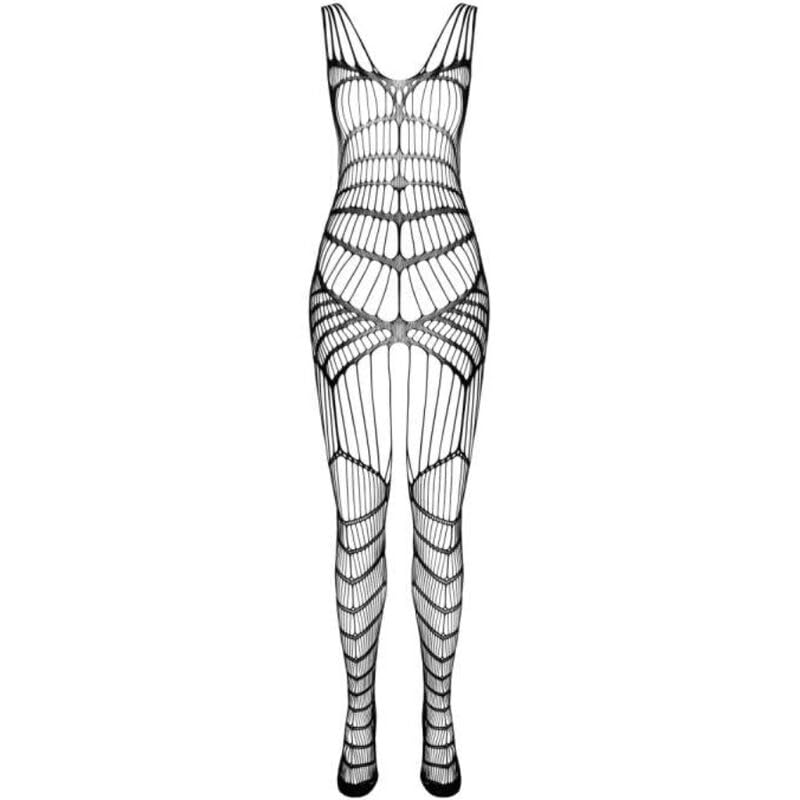 Passion Combinaison noire Ouvert BS102 - Combinaison séduisante en maille élastique avec ouverture d'entrejambe - Taille unique, Noir , taille unique