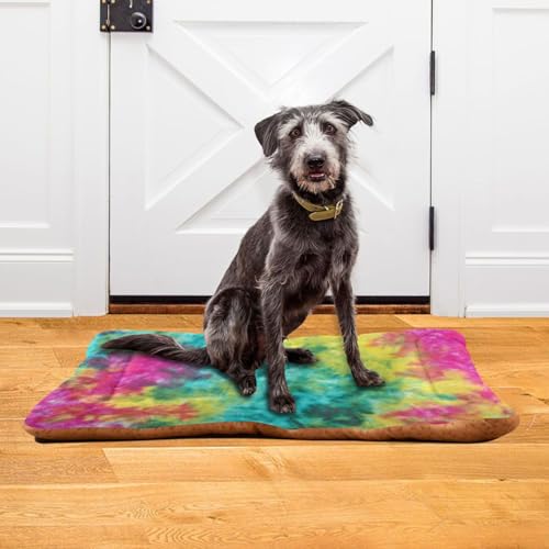 Image of Blueangle Colorful Tie Dye Pattern Dog Bed Cat Bed, Rectangle Comfortable Pet Bed, Ultra Soft Calming Dog Bed for Small Medium Large Dogs, 36 inch x 24 inch