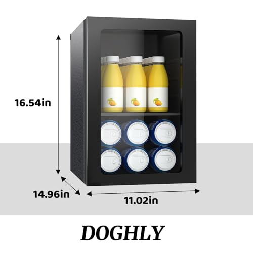 Image of DOGHLY Beverage Refrigerator Cooler, 0.9 Cu.ft Mini Fridge Holds 24 Cans, Solid Door, Manual Temperature Control (at the Back), Quiet Compact Drink Fridge for Soda, Beer, Wine, Office, Dorm, Bar