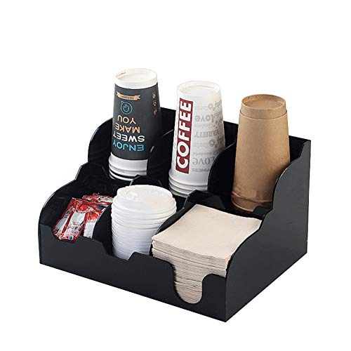 Café Condiment Organisateur, Organisateur De Rangement De La Tasse, Matériel En Bois D'acrylique Et De Bambou - 6 Compartiments À 2 Niveaux,A Cover