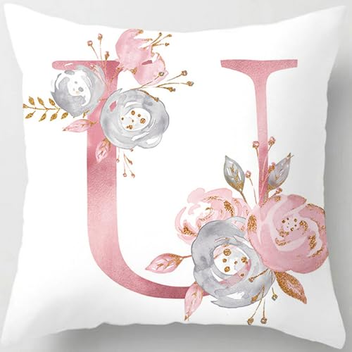 Tillskuch Pink Letter Decorative Throw Pillow Covers for Couch, Bed