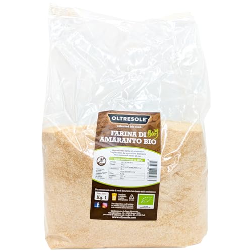 Oltresole, Harina de Amaranto Ecológica 1 Kg, Sin Gluten, Sin OGM, 100% Natural, Ideal para Celíacos y Recetas Dulces y Saladas, Rica en Proteínas y Fibras