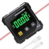 Digitaler Winkelmesser magnetisch Neigungsmesser Laser Inclinometer, Type-C-Ladefunktio, 4 Seitig Magnetisch, IP54-Wasserschutz, Tragbar Elektronische Wasserwaage Bevel Box für Bau, Dekoration, DIY