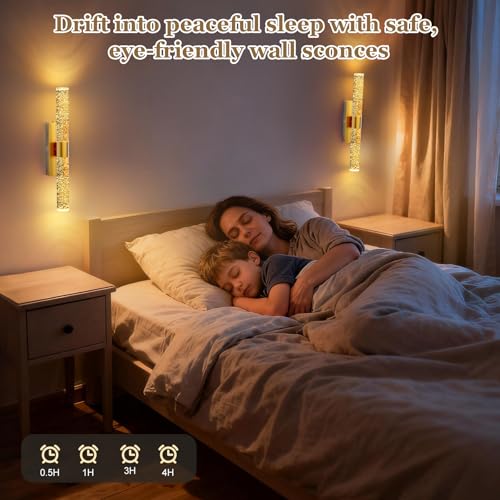 Image of 20000mAh Battery Operated Wall Sconces: 17 Inch Rechargeable Wall Lights Set of 2 with Arylic Shade - 3000K-6000K Dimmable Wireless LED Wall Lamp with Remote for Bedroom Bathroom Hallway Living Room