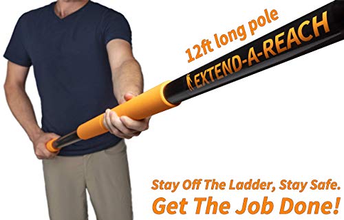 20 Foot High Reach Duster Kit With 5-12 Ft Extension Pole // High Ceiling Dusting And Window Cleaning Kit With Telescopic Pole // Window Washer & Squeegee, Cobweb Duster, Fan Blade And Feather Dusters #TOP1