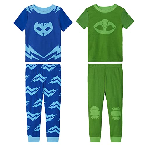 PJ Masks Toddler/Little Boys' 4 Piece Cotton Pajama Set (2T, Catboy/Gekko)