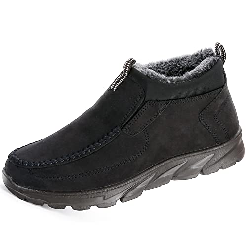 Image of COSIDRAM Men Shoes Winter Snow Boots Cotton-Padded Slip on Casual Warm Walking Sneakers Waterproof House Shoes