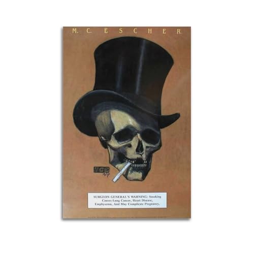 M.C. Escher Impression sur toile Motif tête de mort 30 x 45 cm