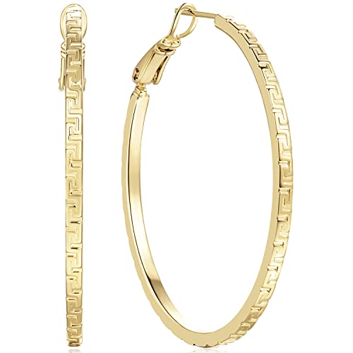 14K Gold Earrings for Women Gold Hoop Earrings for Women Hoop Earring for Womens Hoops Trendy Square-edge Hypoallergenic Hoops Earring for Womens 35/40mm