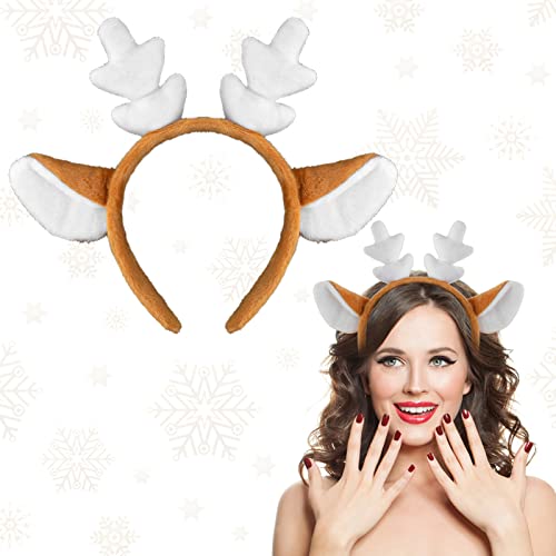WLLHYF Reindeer Christmas Headbands Reindeer Antlers Xmas Hairband for Kids Adults Cute Headwear Headbands for Party Festive Photos Booth Women Girls Custome Cosplay Hair Accessories