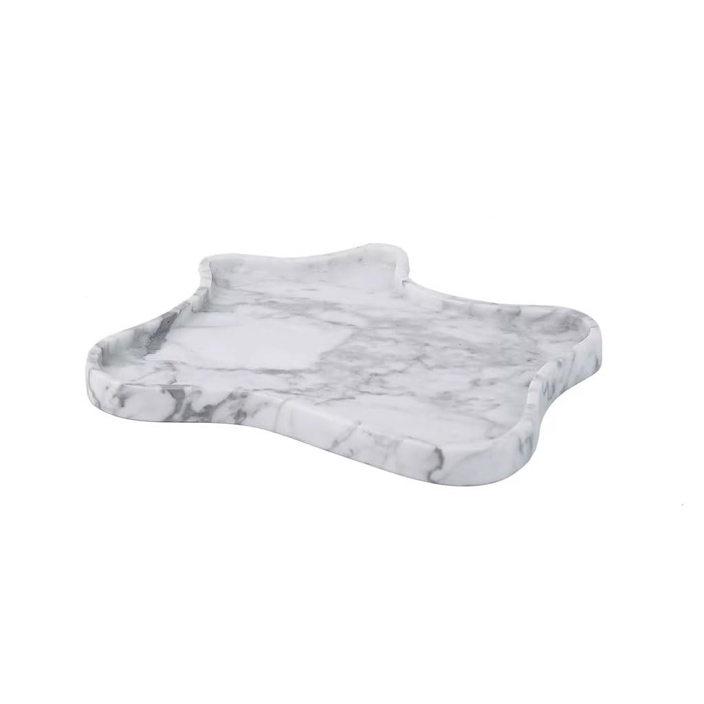 Tray Decor Simple Marble Desktop Tray Creative Decorative Fruit Plate Storage Tray Ornaments Food Tray(A)