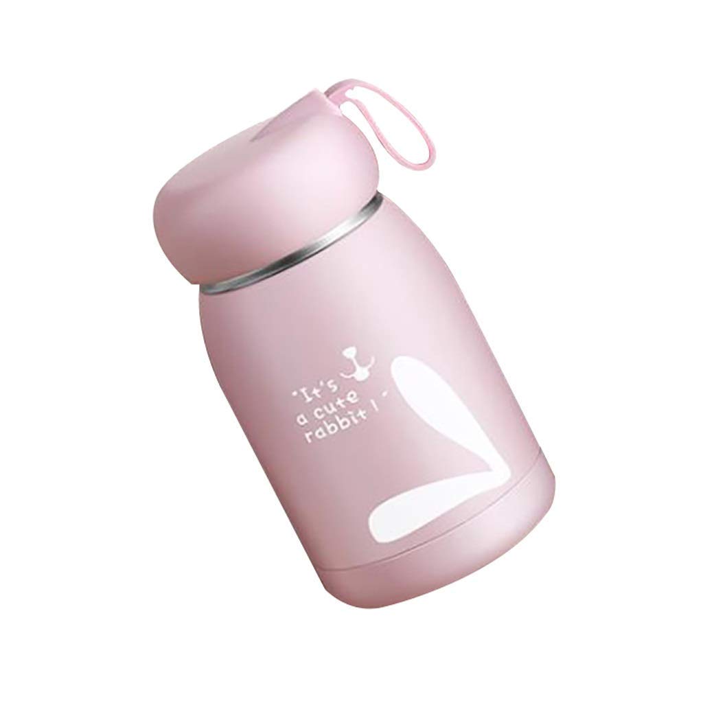 Frasco aislado Taza de café de viaje con aislamiento al vacío doble, taza portátil para hombres y mujeres, taza de acero inoxidable súper linda, 320 ml (14 * 7,5 cm), rosa, taza de café reutilizable
