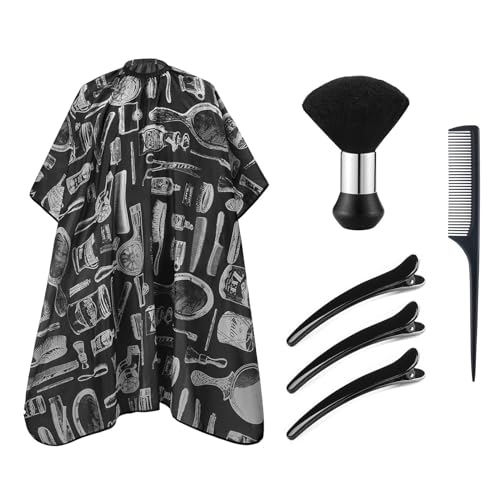 KHIRY Capa profesional de peluquería con cepillo para el cuello, capa de corte de pelo y peine de peluquería, accesorios de salón para hombres y mujeres