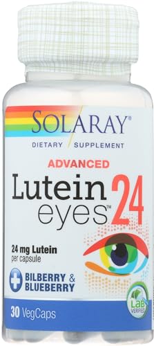Image of SOLARAY Advanced Lutein Eyes 24mg with Bilberry Extract and Blueberry Extract, Eye & Macular Health Support Supplement Supplying Zeaxanthin from Marigold, Vegan, 30 Servings, 30 VegCaps