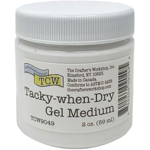 The Crafters Workshop Tacky-When-Dry Gel Medium, Adhesive for Foil Art Projects, Gilding, Glitter, or Paper, 2-oz Jar Cover