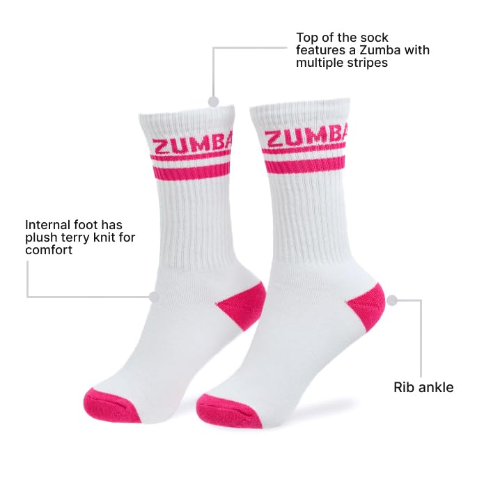 Image of ZUMBA Crew Socks Women - Core Plush High Style Calf Socks for Women, Everyday Comfort 1 Pair