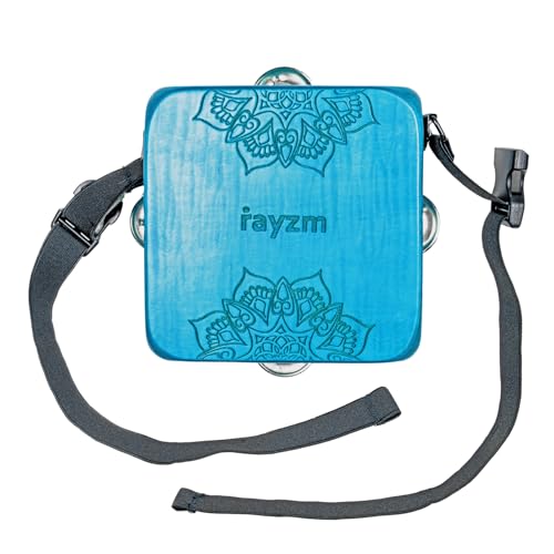 rayzm Mini Tambourine Cajon - Maple Wood Cajon Drum with Dual-Sound Zones Jingles Adjustable Waist/Leg Strap & Bag Portable Percussion Instrument for Rhythm Practice & Live Shows