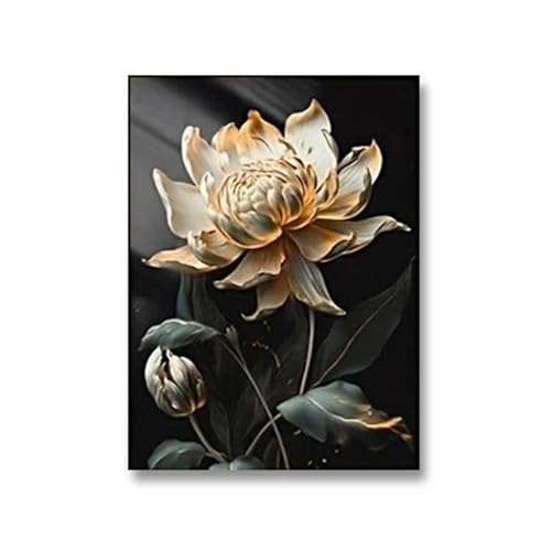 Décor artistique de maison avec ce tableau fleurs noir et or