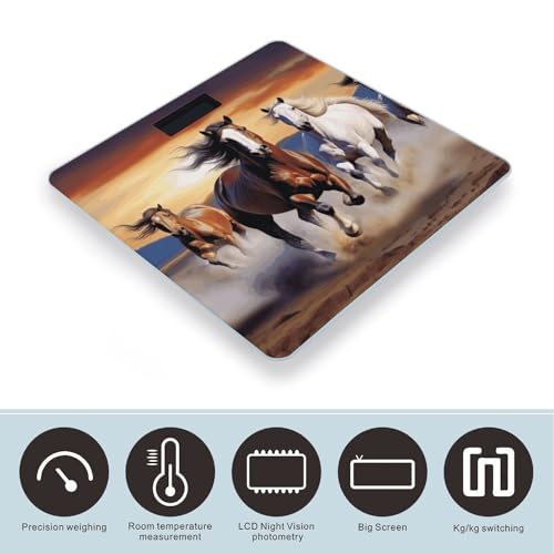Báscula digital de baño con diseño Running Horses miniatura 3