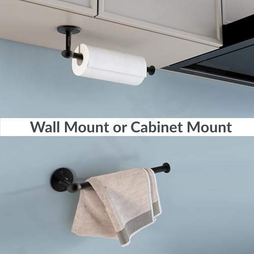 Image of Plantex Stainless Steel Paper Holder /Kitchen Tissue Paper Roll Holder /Wall Mount Towel Stand /Kitchen Accessories - Pack of 1 (Black)