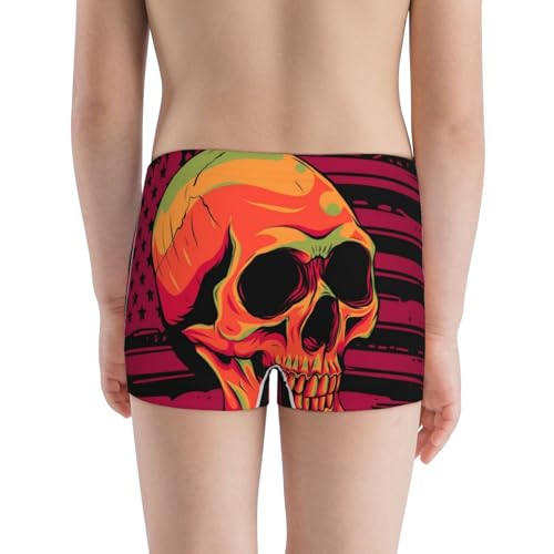Boys' Cotton Boxer Brief Soft Underwear-Skull And Flag Usa3