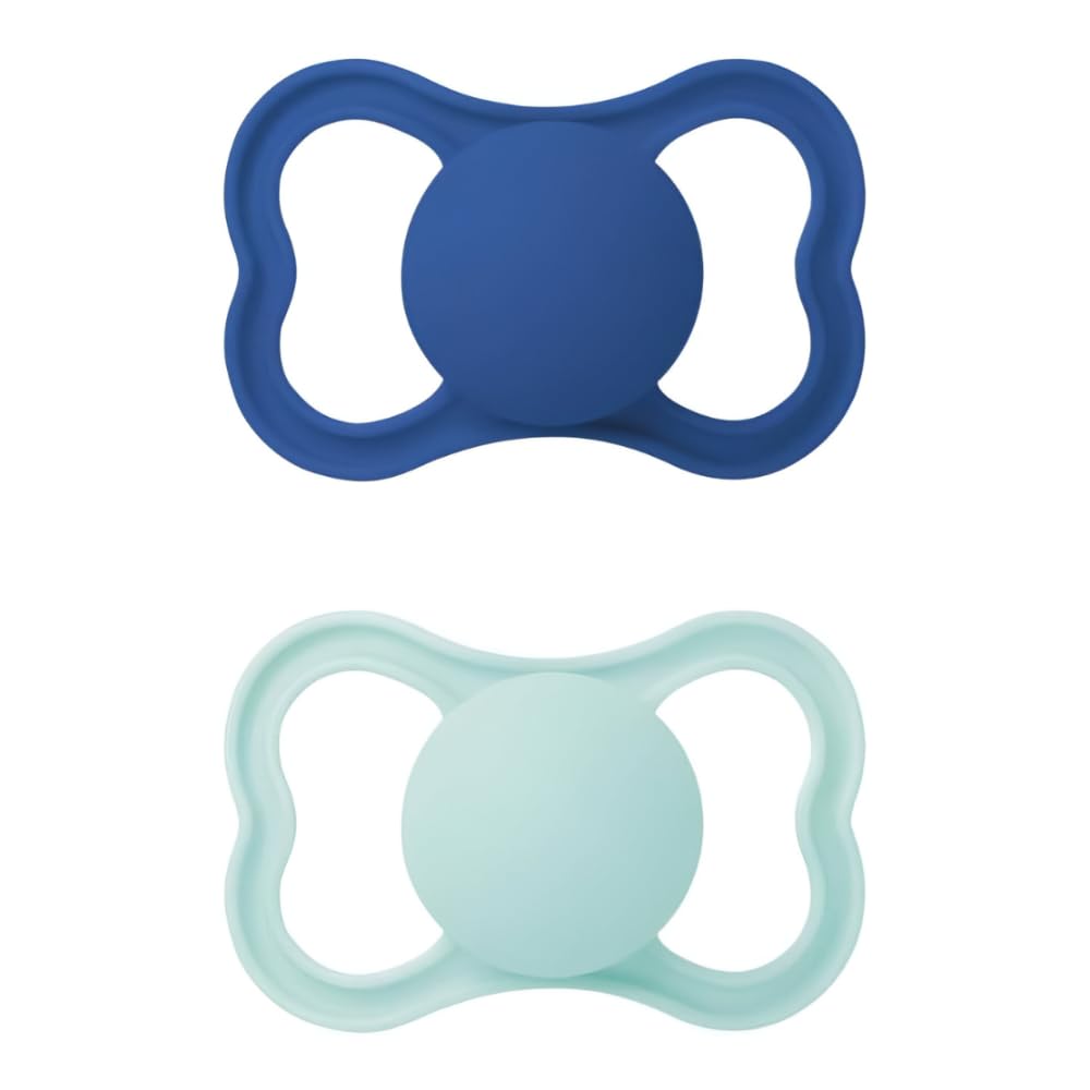 MAM Air Ciuccio in Set da 2, in Silicone Skinsoft con Custodia Porta Succhietto, 16+ Mesi, Azzurro