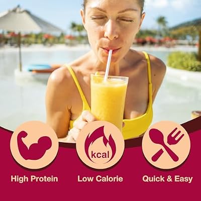 ProtiDIET Pineapple Coconut Protein Smoothie Mix - Low Calorie 80g, High Fiber, 7g - Protein Drink for a Healthy Active Lifestyle - Quick and Easy Preparation - 7 Pouches Per Box