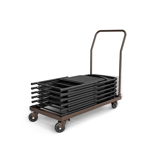 OEF Furnishings OEFDY700/800 Folding Chair Dolly, Premium Commercial Grade Heavy Duty Steel Cart with Wheels (Horizontal Stacking, Fits OEF800 and Most Folding Chairs, 1100 lb, Swivel Casters)
