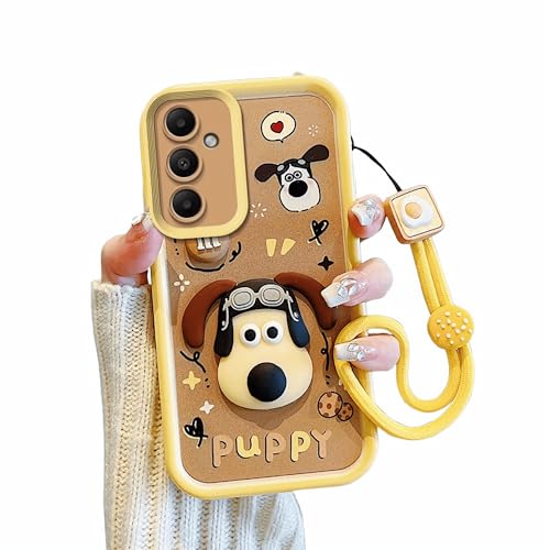 NICEHOLI Samsung Galaxy A55 5G 用 ケース 漫画 立体人形 アニメ イチゴクマ 漫画 スマホケース クロミ 同じストラップ付き かわいい シリコン製 ソフトシェル パチャドッグ スマホ保護ケース 落下防止 総合保護 傷防止(S
