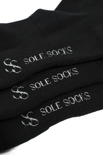 Mid-Crew Cut Socks for Men, Shoe Size 6-12 US, PHVB Cotton Blend, Black, 3 Pairs4